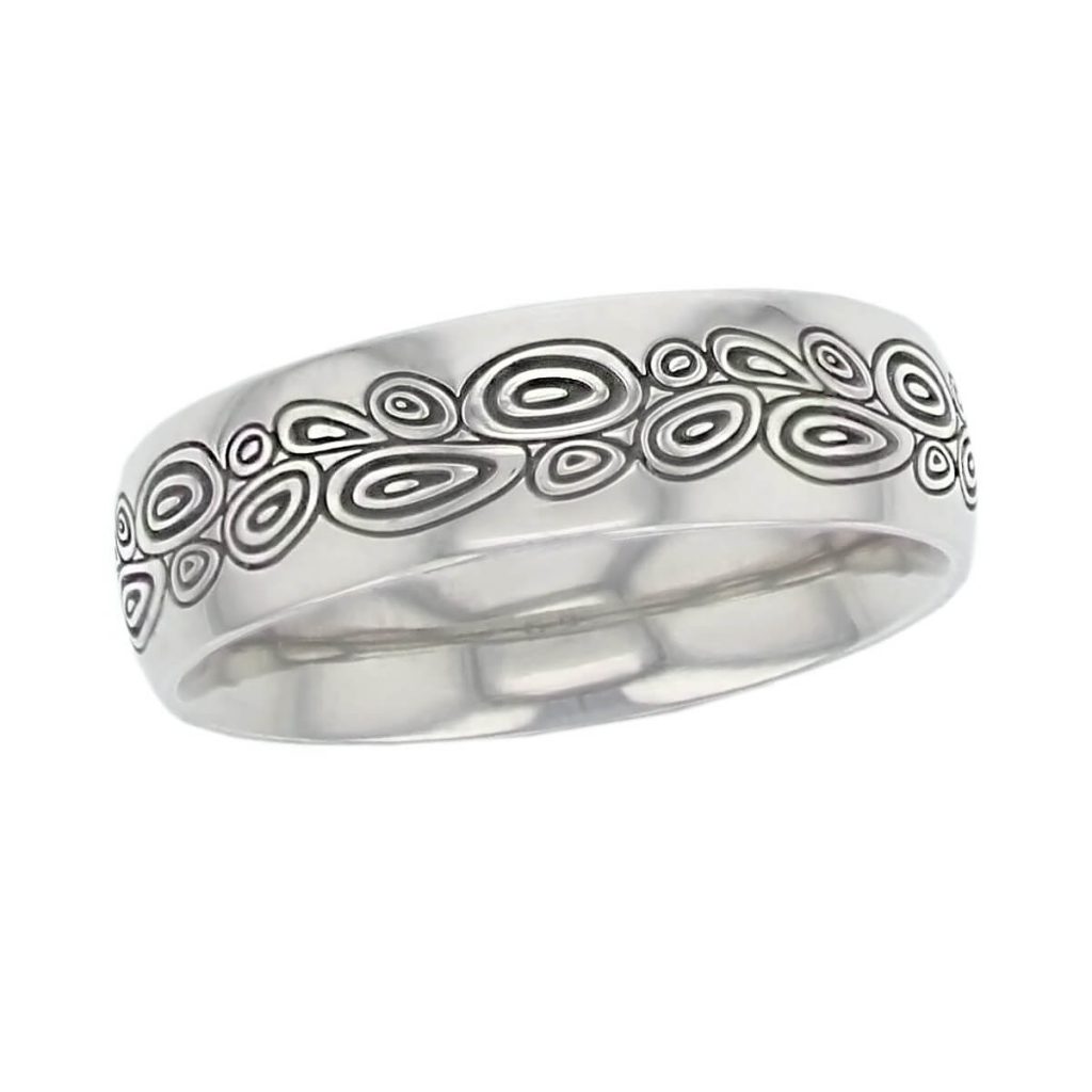 puddle pattern palladium mens wedding rin, gents dress ring, made by Faller