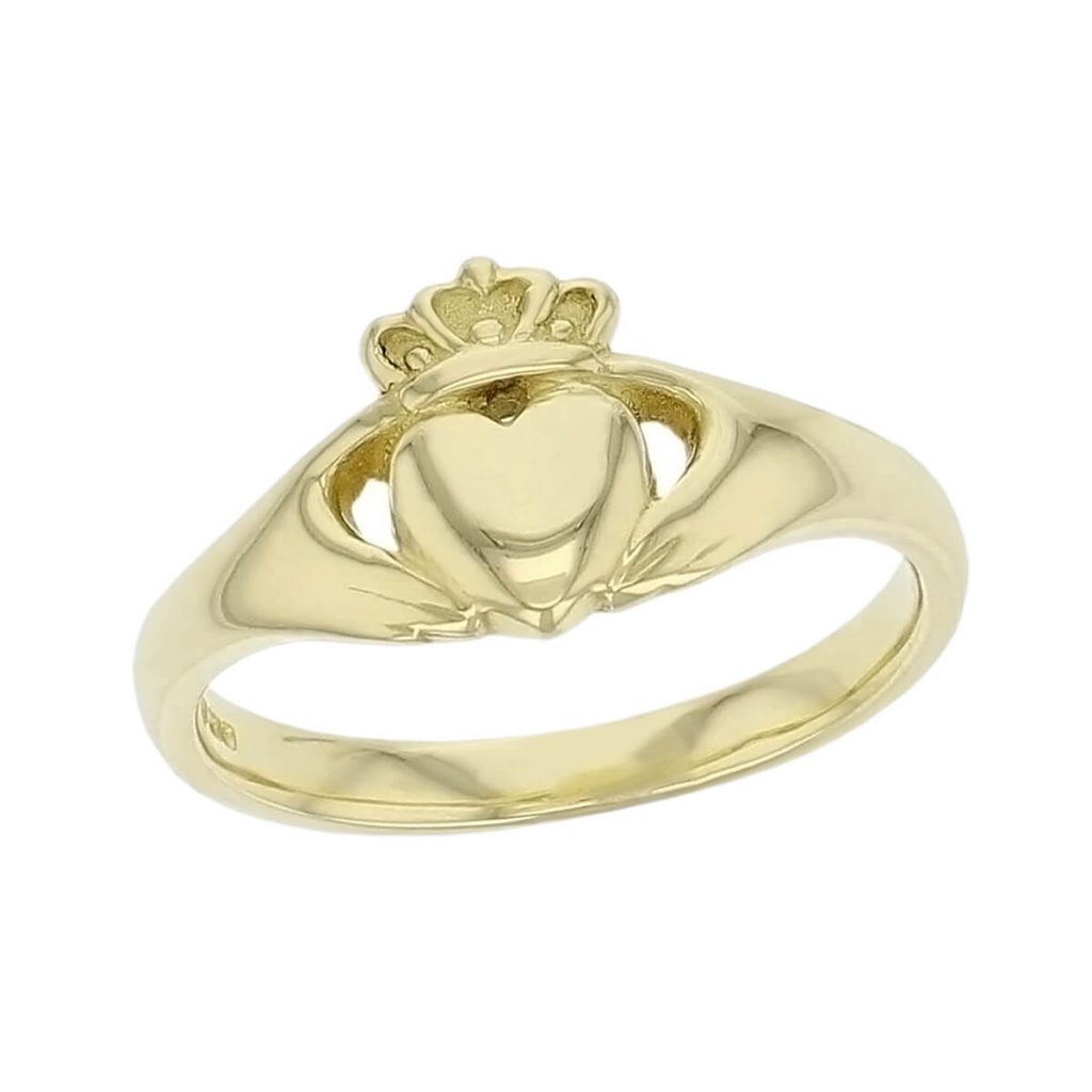 small ladies 18ct yellow gold claddagh ring