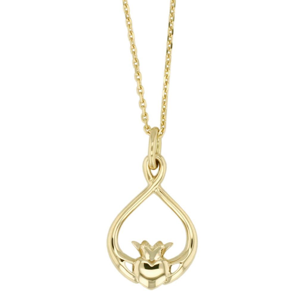 18ct yellow gold claddagh pendant with chain