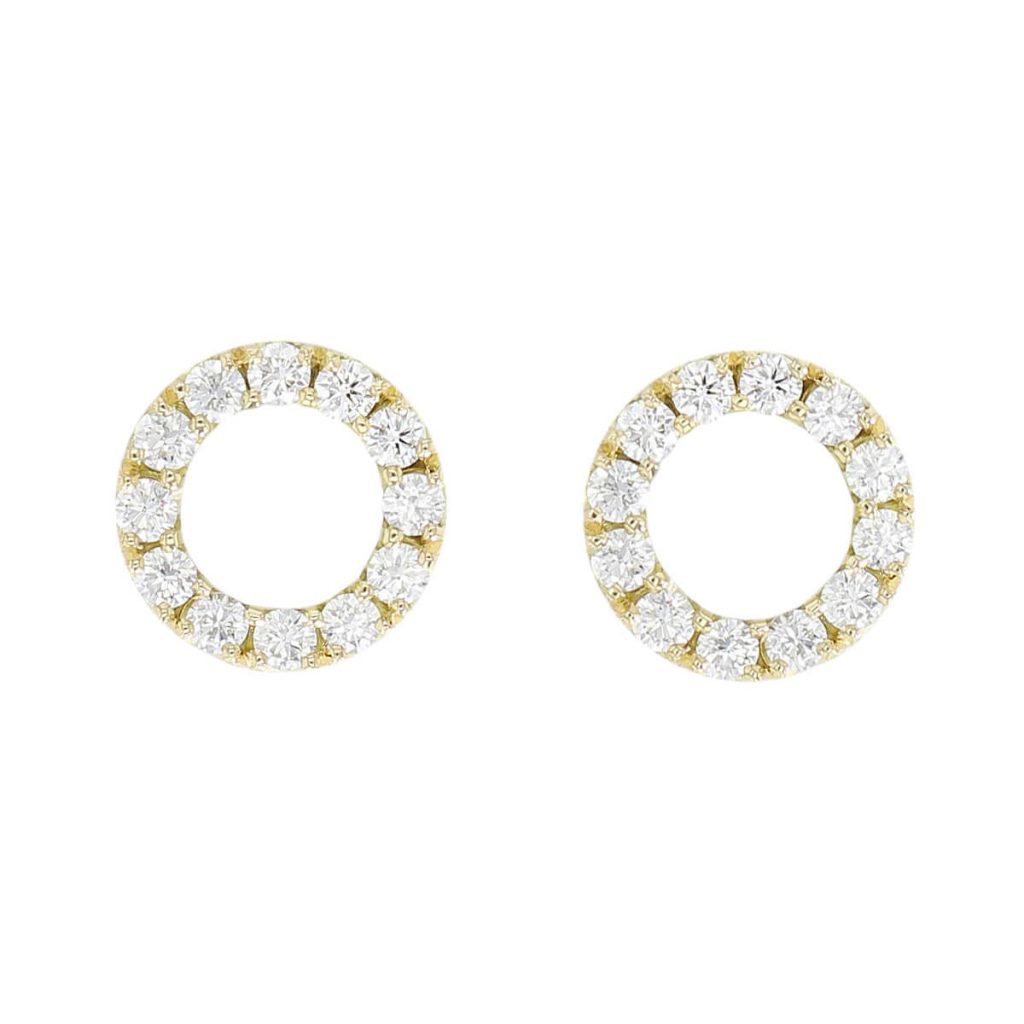 18ct yellow gold small diamond eternal circle stud earrings