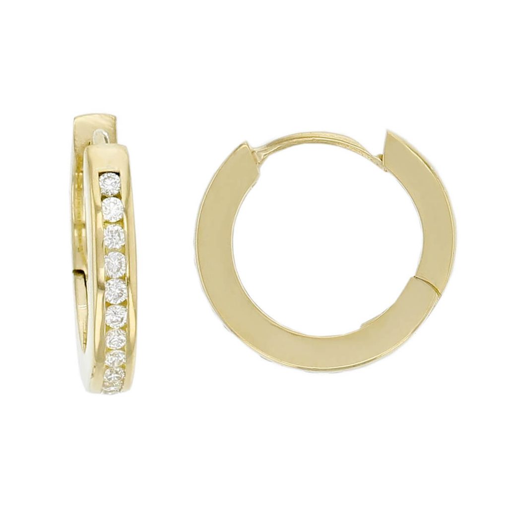 Faller round brilliant cut diamond 18ct yellow gold ladies hoop earrings, 18kt, designer, handmade by Faller, Derry/ Londonderry, hand crafted, precious jewellery, jewelry