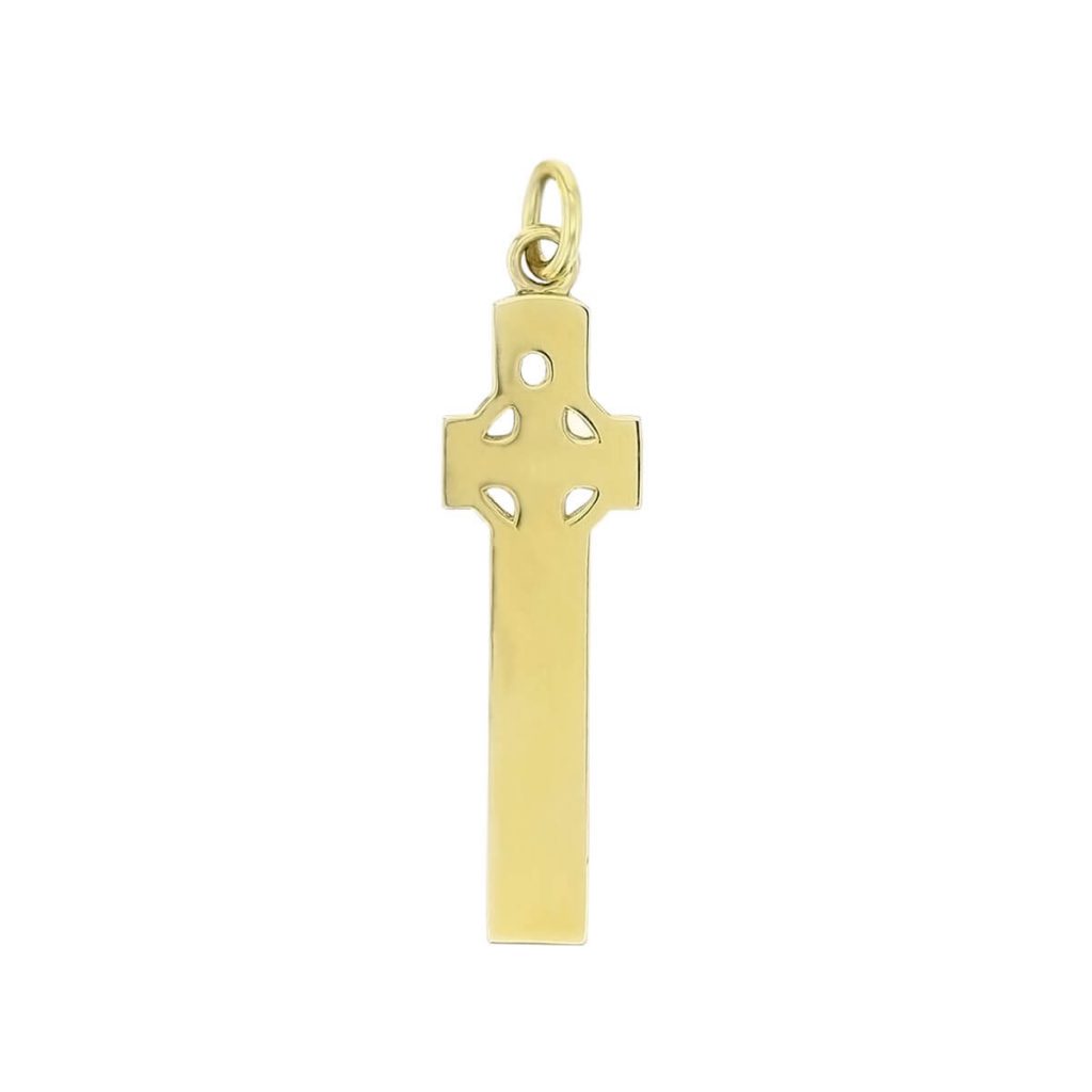 large 18ct yellow gold Cooley cross, Moville pendant