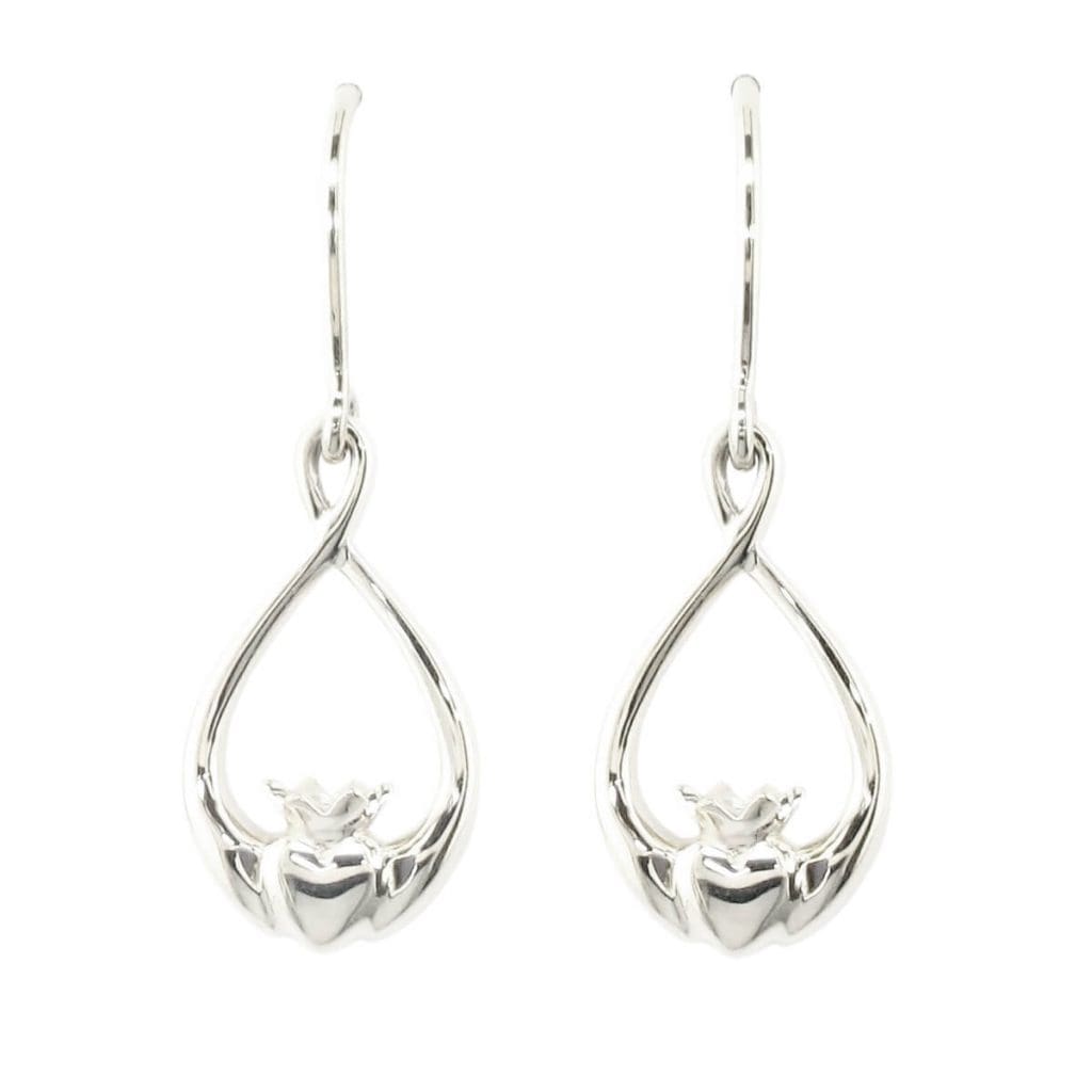 silver claddagh drop earrings