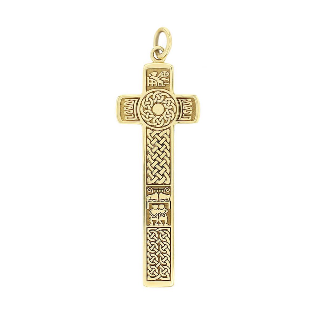 large 18ct yellow gold Bodan cross, Clonca pendant
