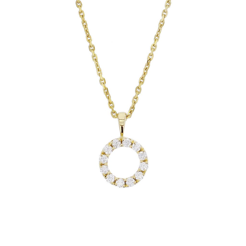 18ct yellow gold small diamond eternal circle pendant with chain