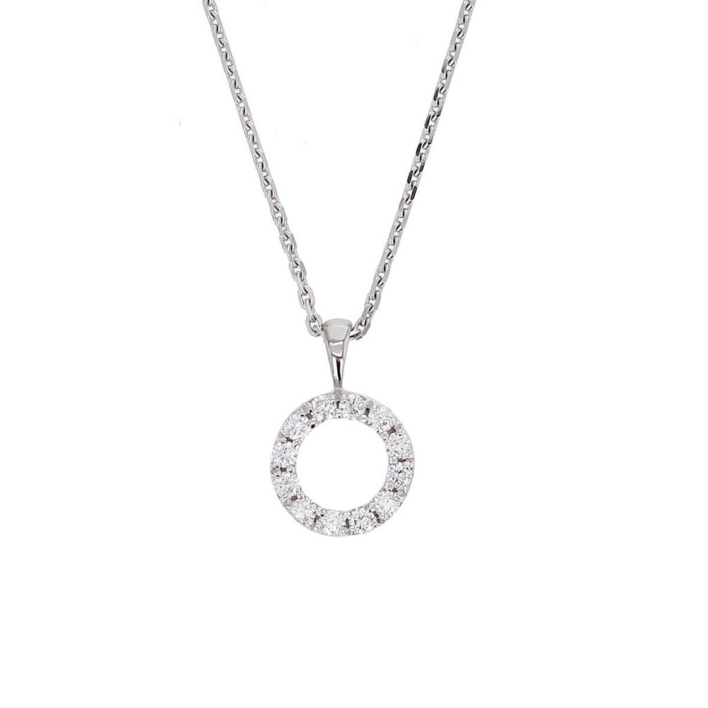 18ct white gold small diamond eternal circle pendant with chain