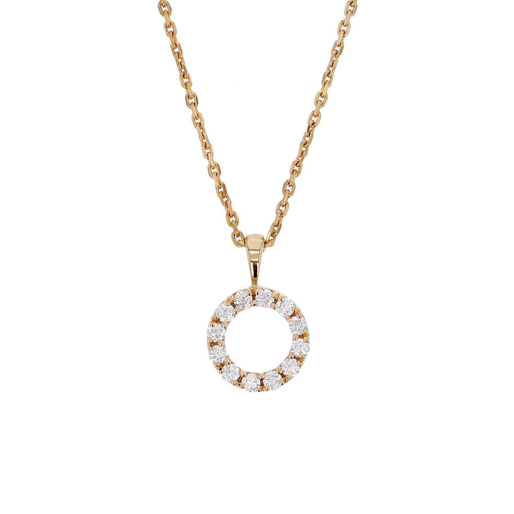 18ct rose gold small diamond eternal circle pendant with chain