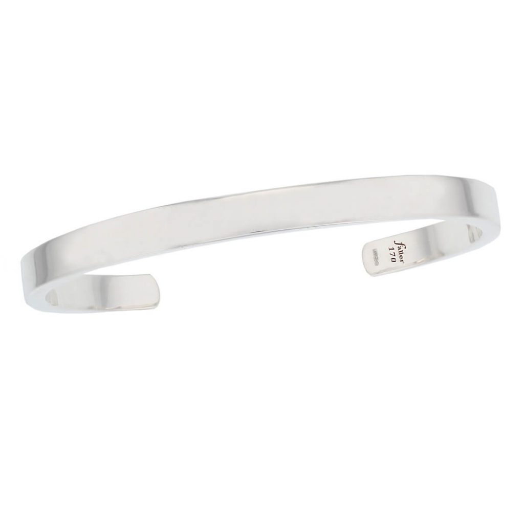 solid sterling silver plain ladies torc bangle, designer, handmade by Faller, hand crafted, precious jewellery, jewelry, hand crafted wrist wear, wrist-wear, custom made, personalised engraving, torque.