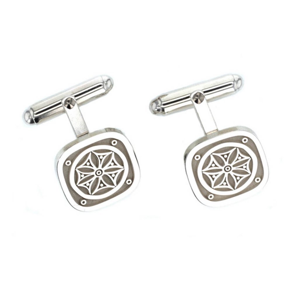 Marigold pillar stone detail sterling silver cufflinks