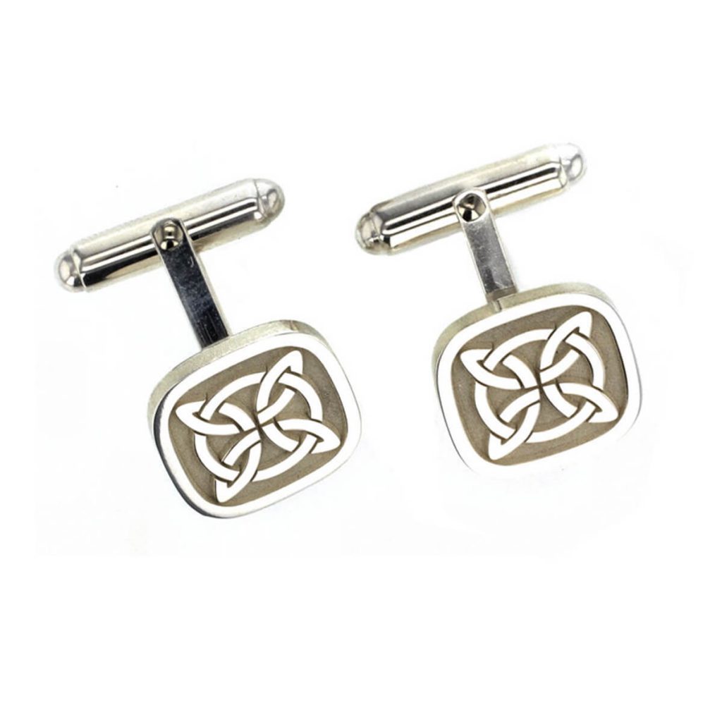 Encircled cross of arcs silver cufflinks