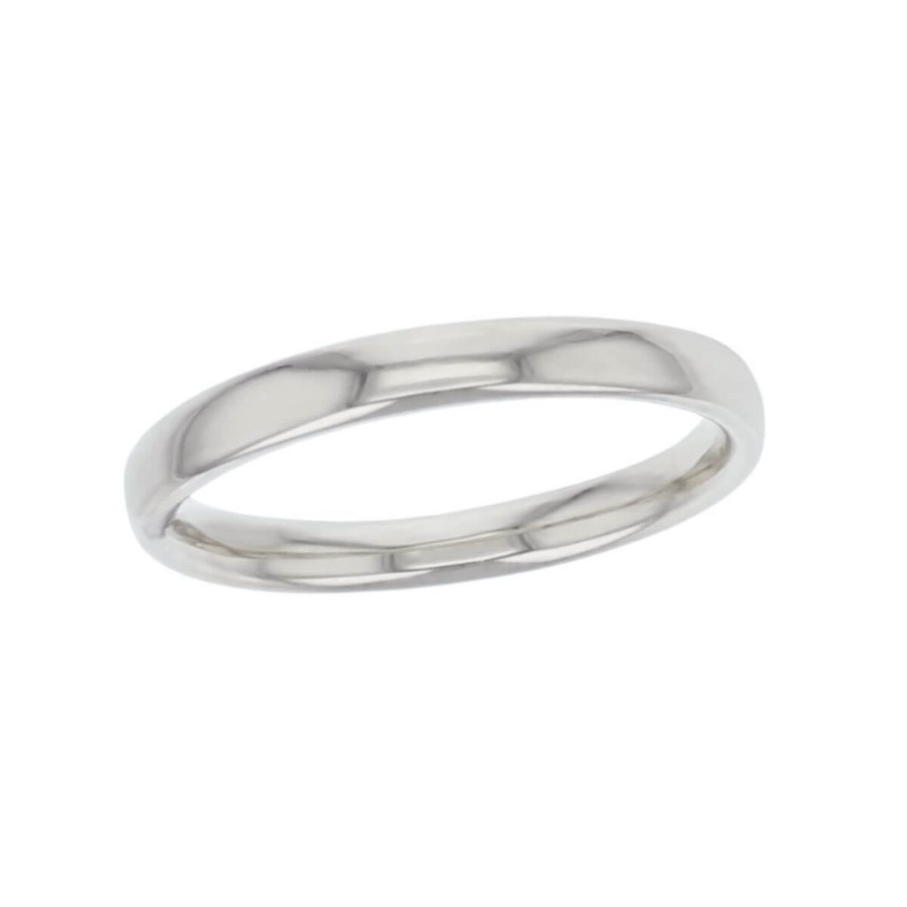 2.5mm wide platinum ladies wedding ring, woman's, bridal, plain, personalised engraving, court profile, comfort fit, add diamonds, marraige ring, precious jewellery by Faller of Derry/ Londonderry, jewelry