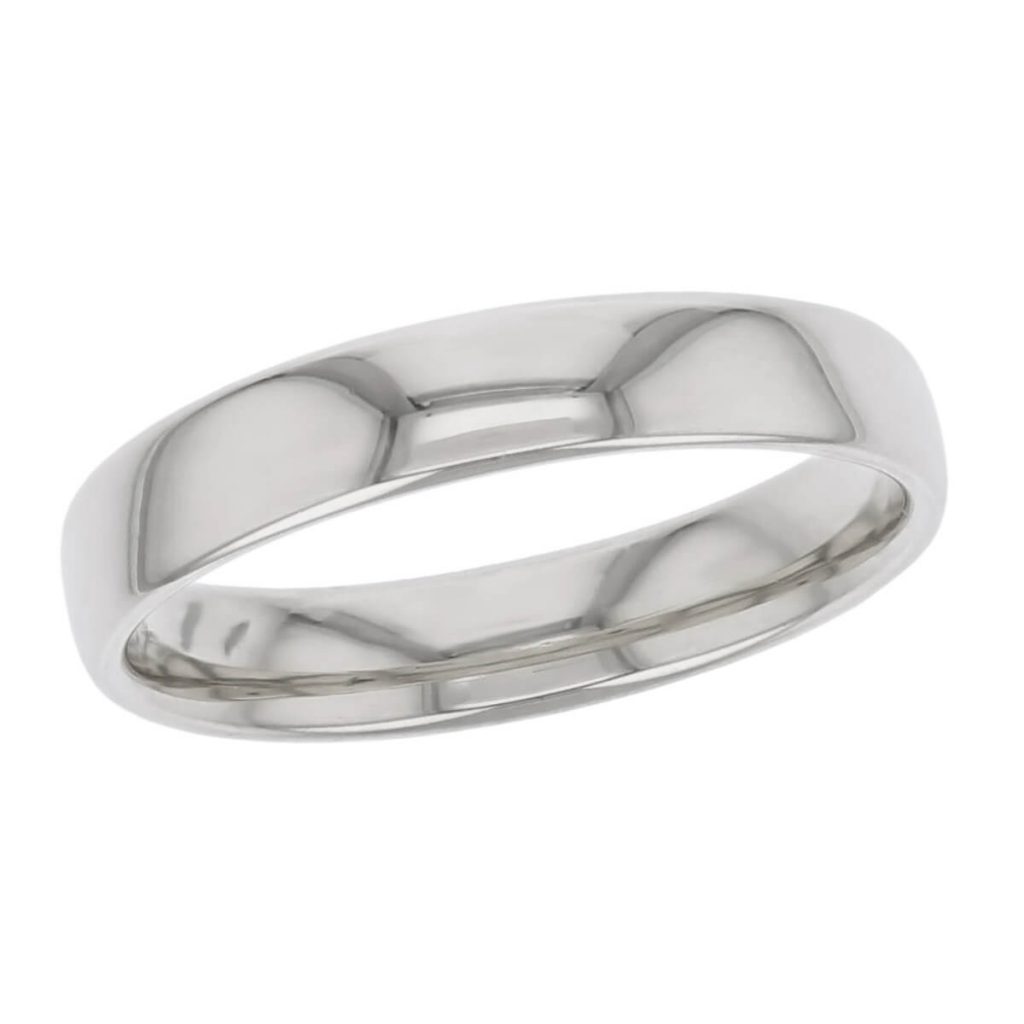 4.5mm wide platinum men’s wedding ring, gents, bridal, plain, personalised engraving, court profile, comfort fit, add pattern, marraige ring, precious jewellery by Faller of Derry/ Londonderry, jewelry