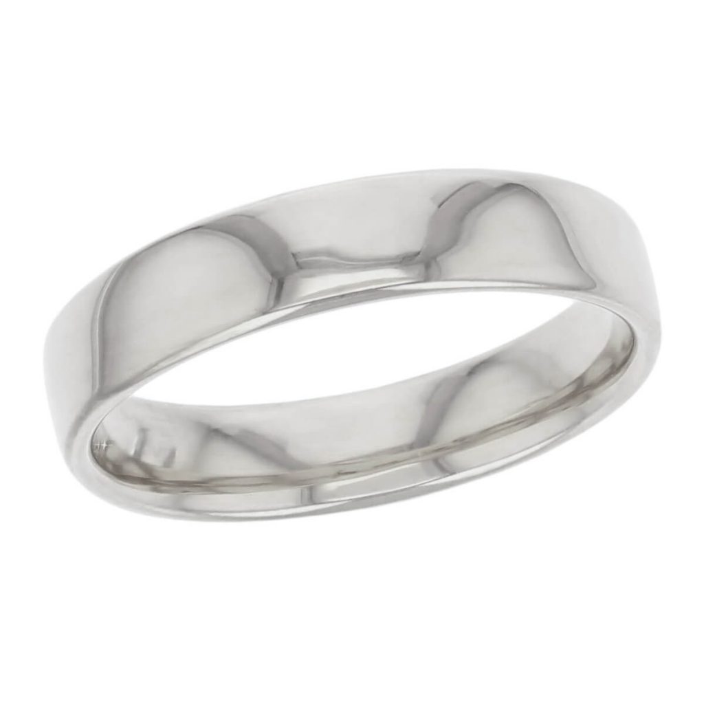 5.0mm wide platinum men’s wedding ring, gents, bridal, plain, personalised engraving, court profile, comfort fit, add pattern, marraige ring, precious jewellery by Faller of Derry/ Londonderry, jewelry