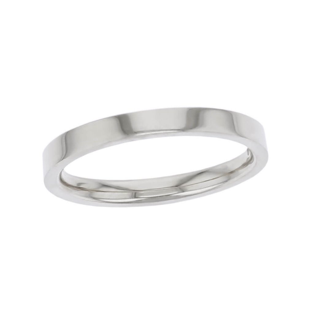 2.5mm wide platinum ladies wedding ring, woman's, bridal, plain, personalised engraving, flat profile, comfort fit, add diamonds, marraige ring, precious jewellery by Faller of Derry/ Londonderry, jewelry