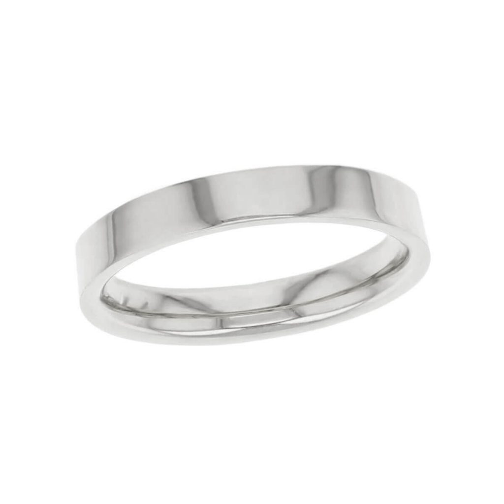 3.2mm wide platinum ladies wedding ring, woman's, bridal, plain, personalised engraving, flat profile, comfort fit, add diamonds, marraige ring, precious jewellery by Faller of Derry/ Londonderry, jewelry