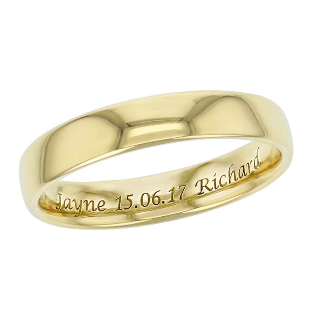 engraving sample, wedding rings by Faller, Derry Jeweller