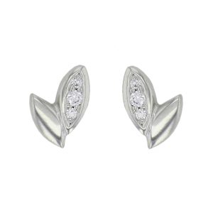 18ct white gold Faller falling leaves diamond stud earrings, designer jewellery, jewelry, handcafted, fall