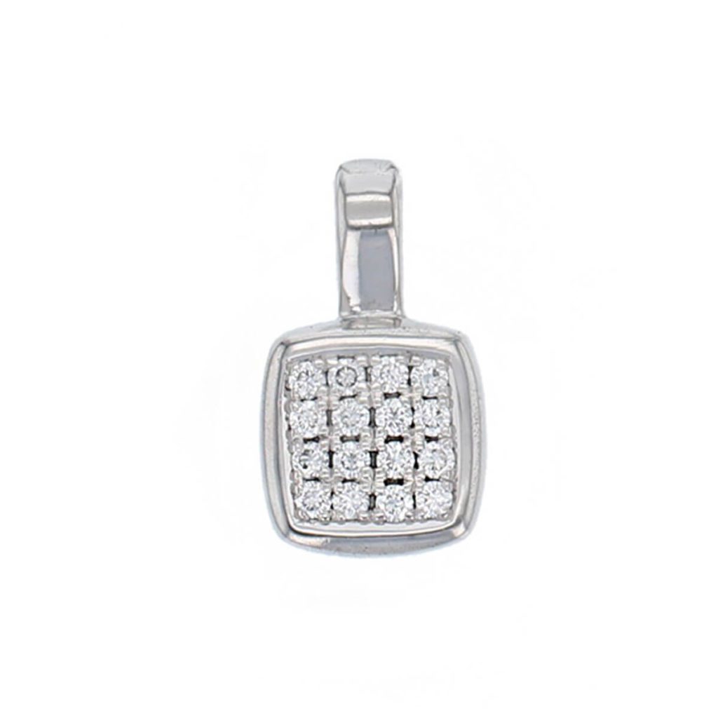 Faller diamond cushion shape 18ct white gold ladies pendant with chain, 18kt, designer, handmade by Faller, Derry/ Londonderry, hand crafted, precious jewellery, jewelry