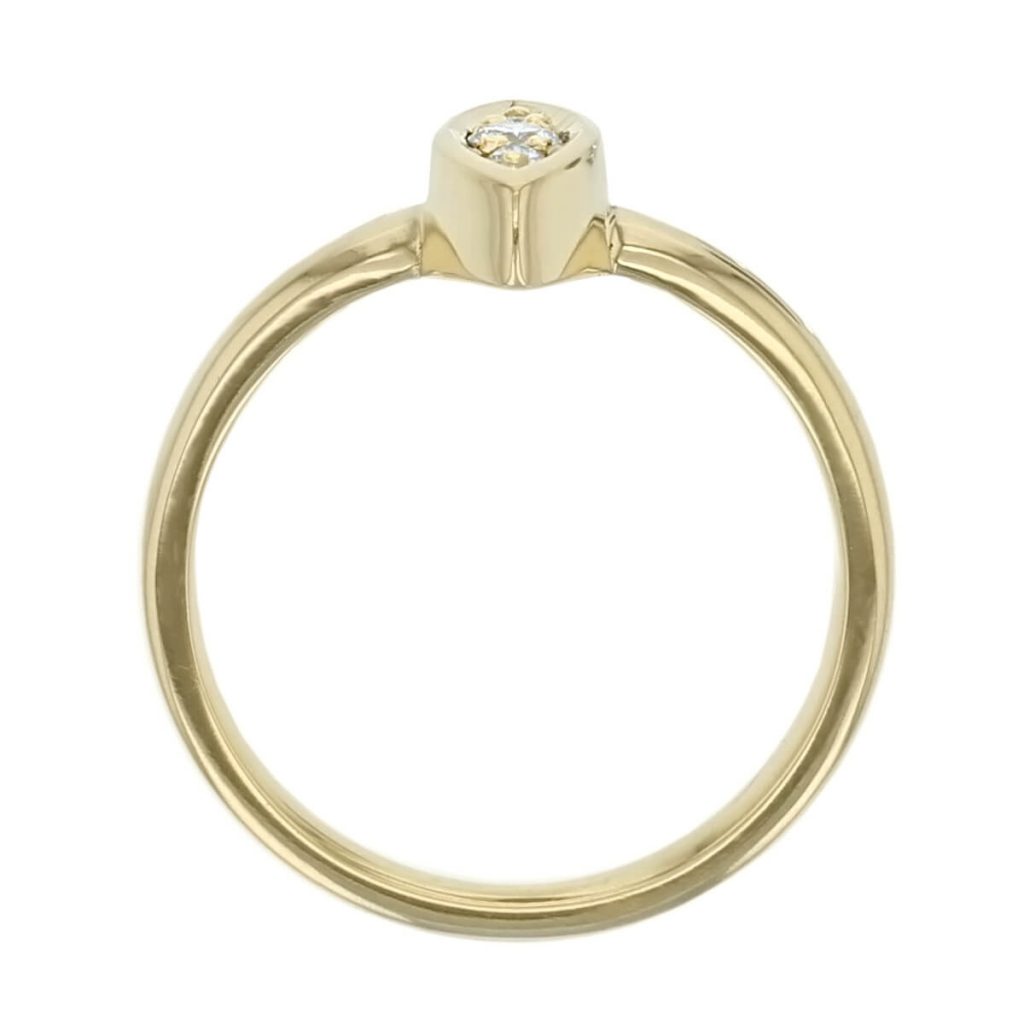 small 18ct yellow gold marquise shape diamond set ladies ring side view