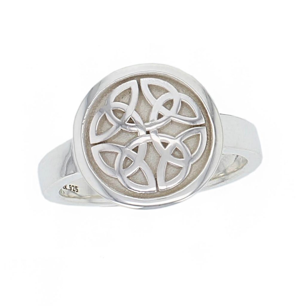 4 trinity knots silver mens or ladies ring
