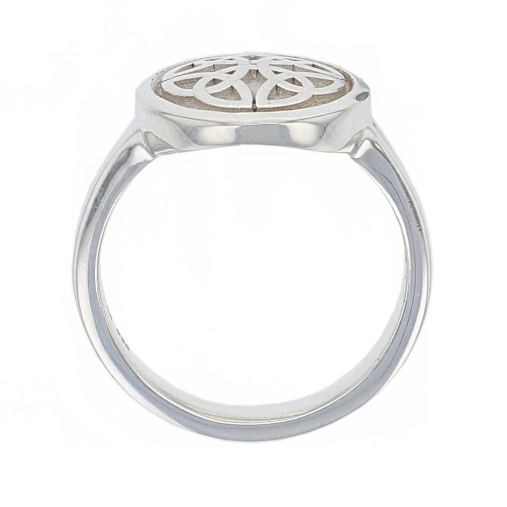 4 trinity knots silver ring side view