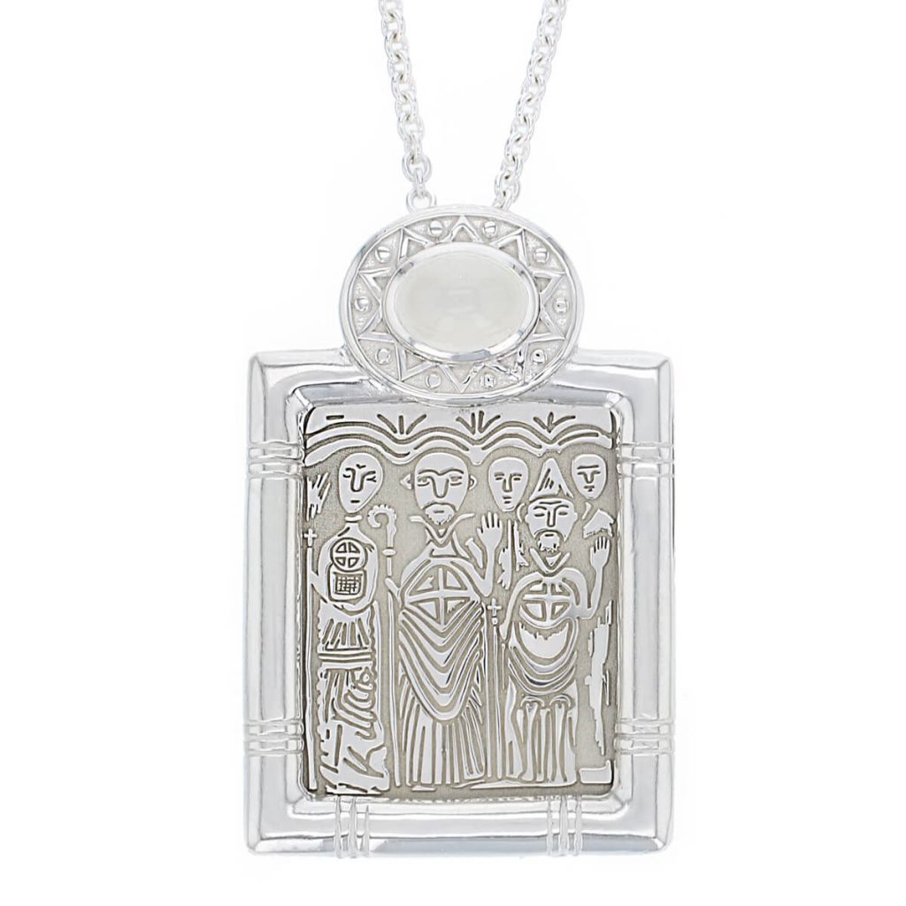 Miosach three saints silver moonstone brooch, pendant
