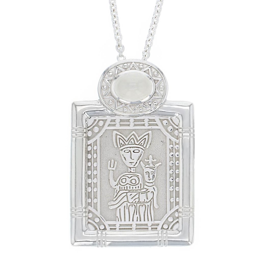 Miosach mother and child silver moonstone brooch, pendant