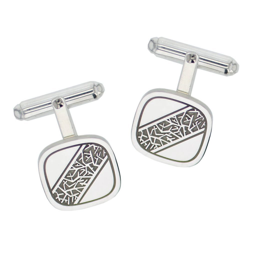 twig pattern silver cufflinks