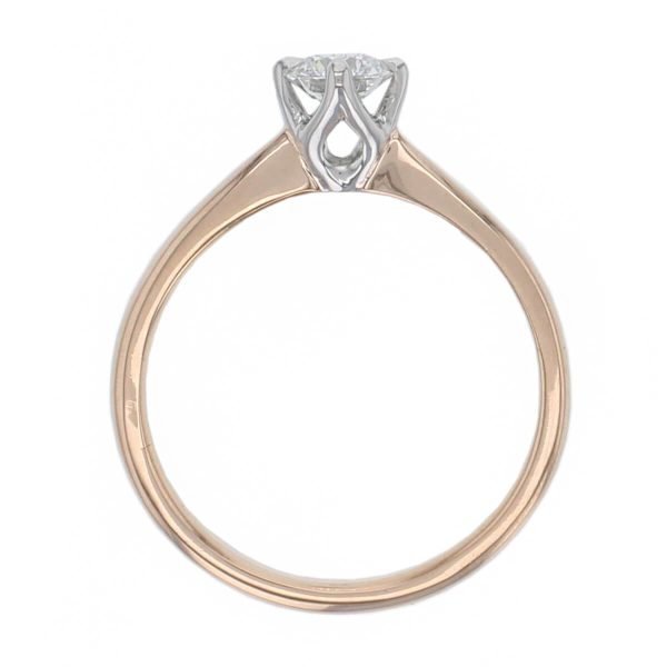 round brilliant cut diamond solitaire engagement ring, platinum & 18ct rose gold, 18kt, designer, handmade by Faller, hand crafted, betrothal, promise, precious jewellery, jewelry, hand crafted, GIA certified, , G.I.A. GIA, 4 claw setting