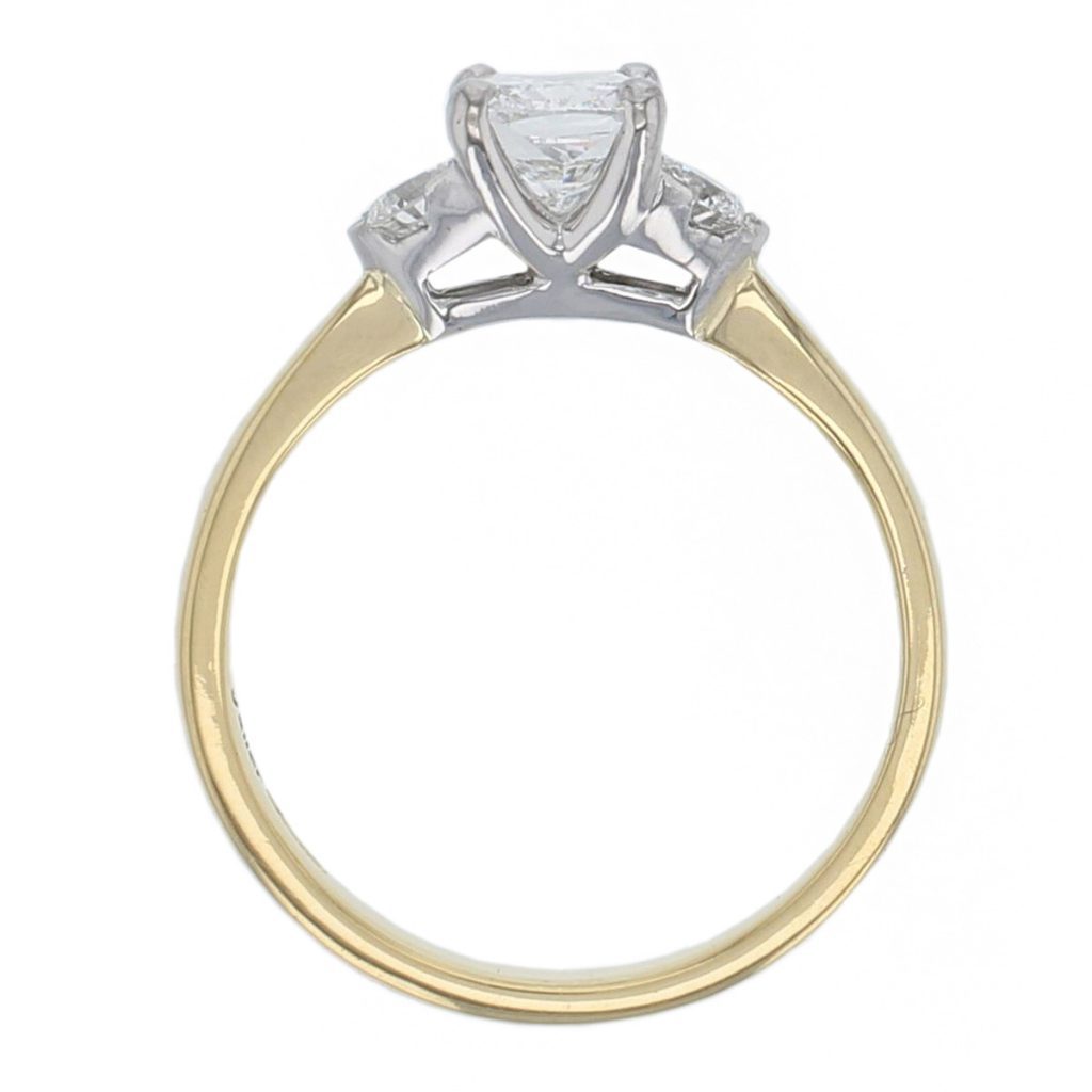 Diamond 18ct Yellow Gold & Platinum Trilogy Ring 1.06ct