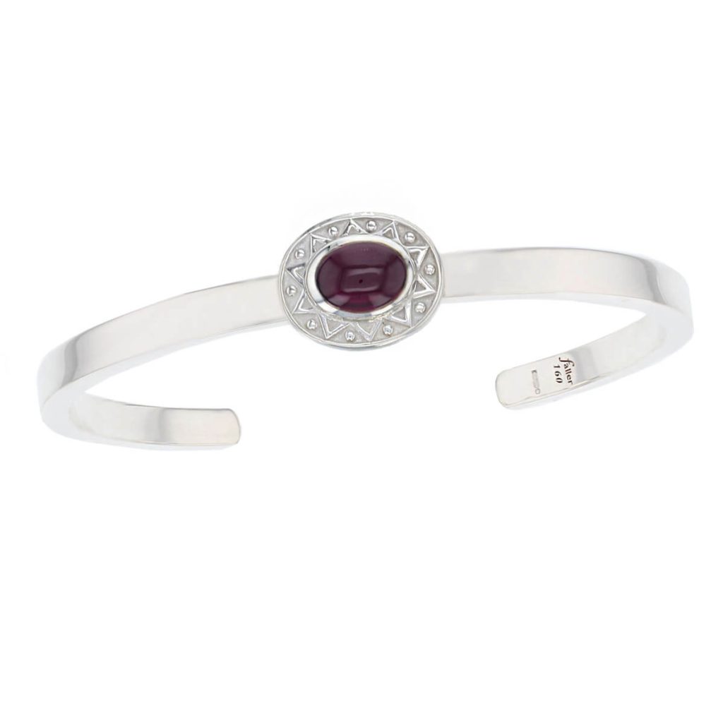 Miosach Garnet Silver Torc Bangle