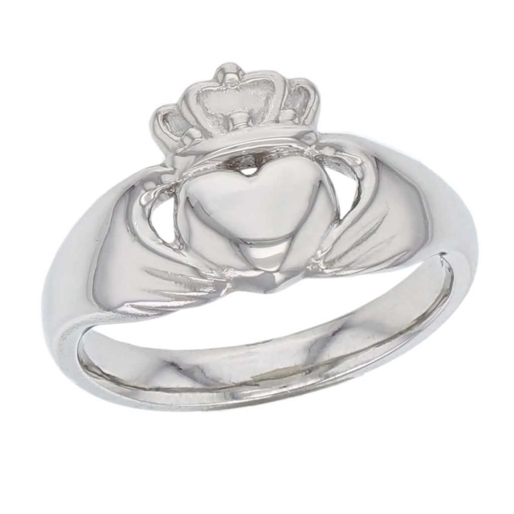 mens large platinum claddagh ring