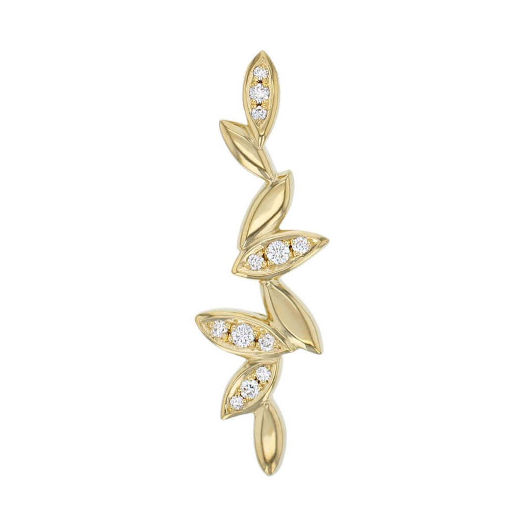 18ct yellow gold diamond falling leaves pendant