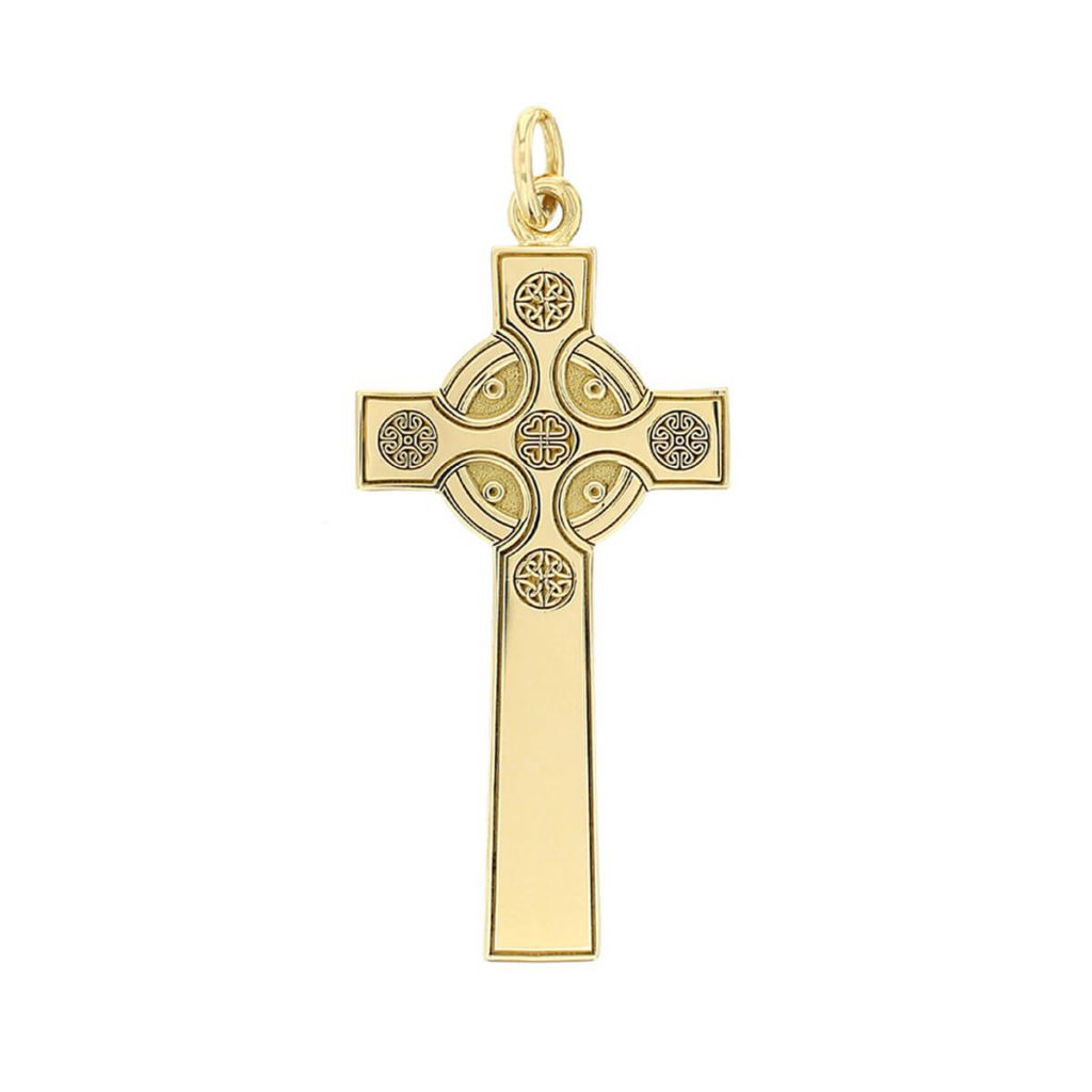 large 18ct yellow gold West Cross, Clonca pendant