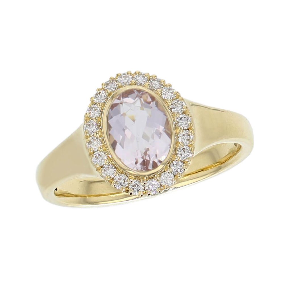 morganite, diamond 18ct yellow gold multistone ring