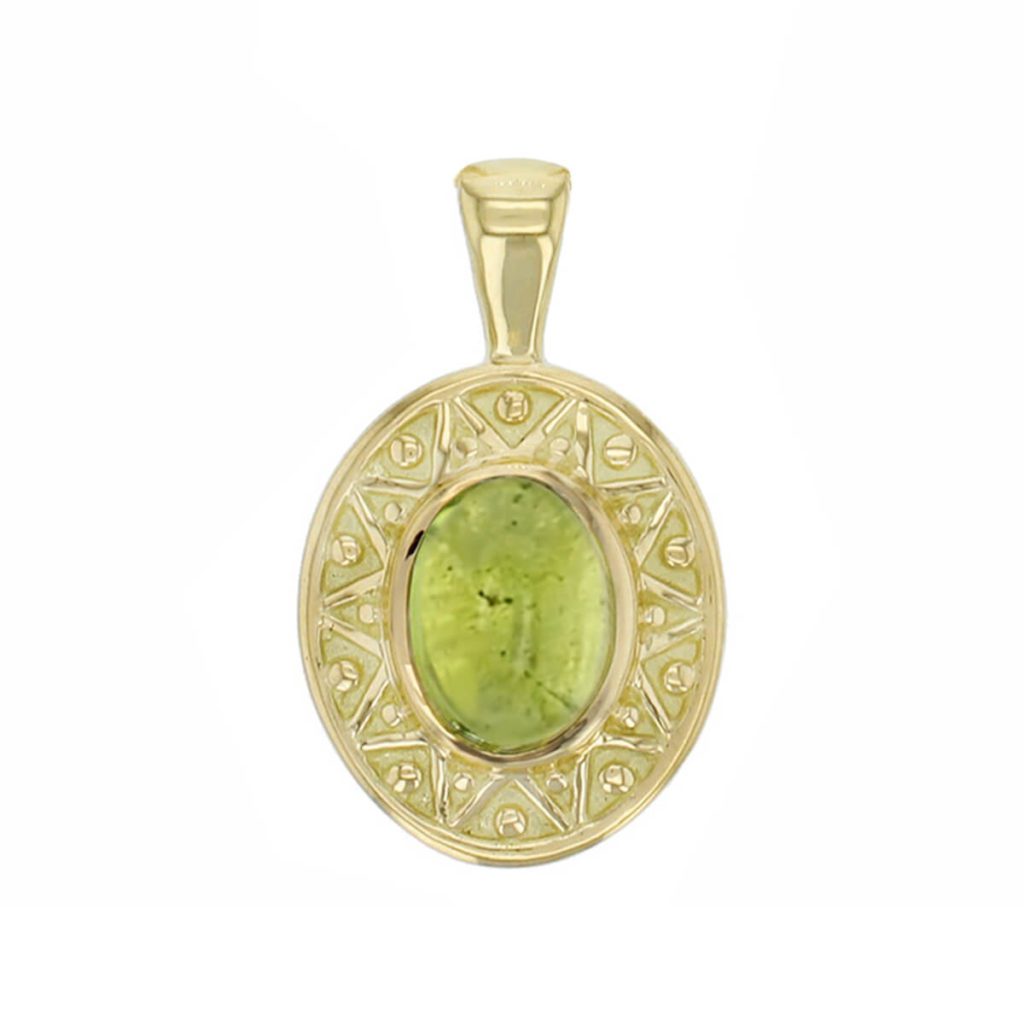 Miosach 18ct yellow gold peridot pendant