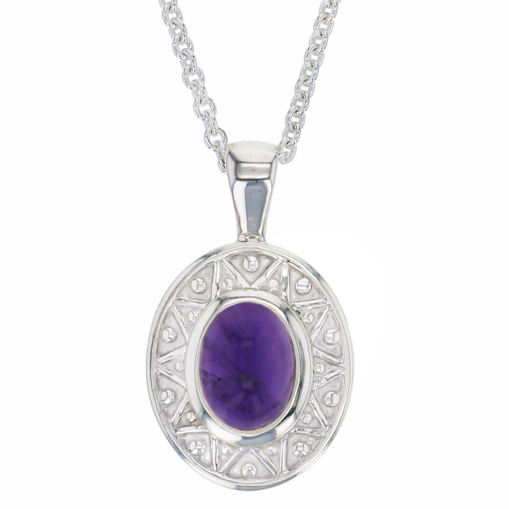 Miosach silver amethyst pendant and chain