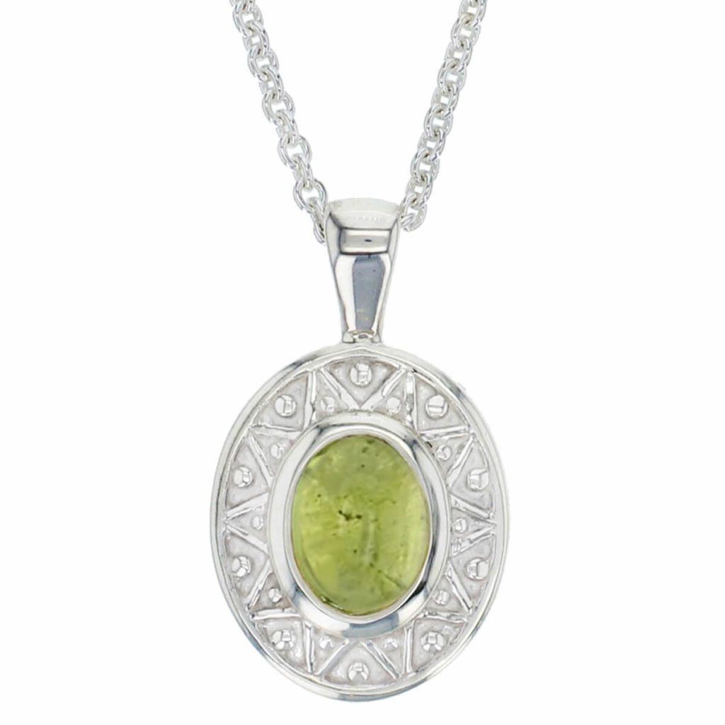 Miosach silver peridot pendant and chain