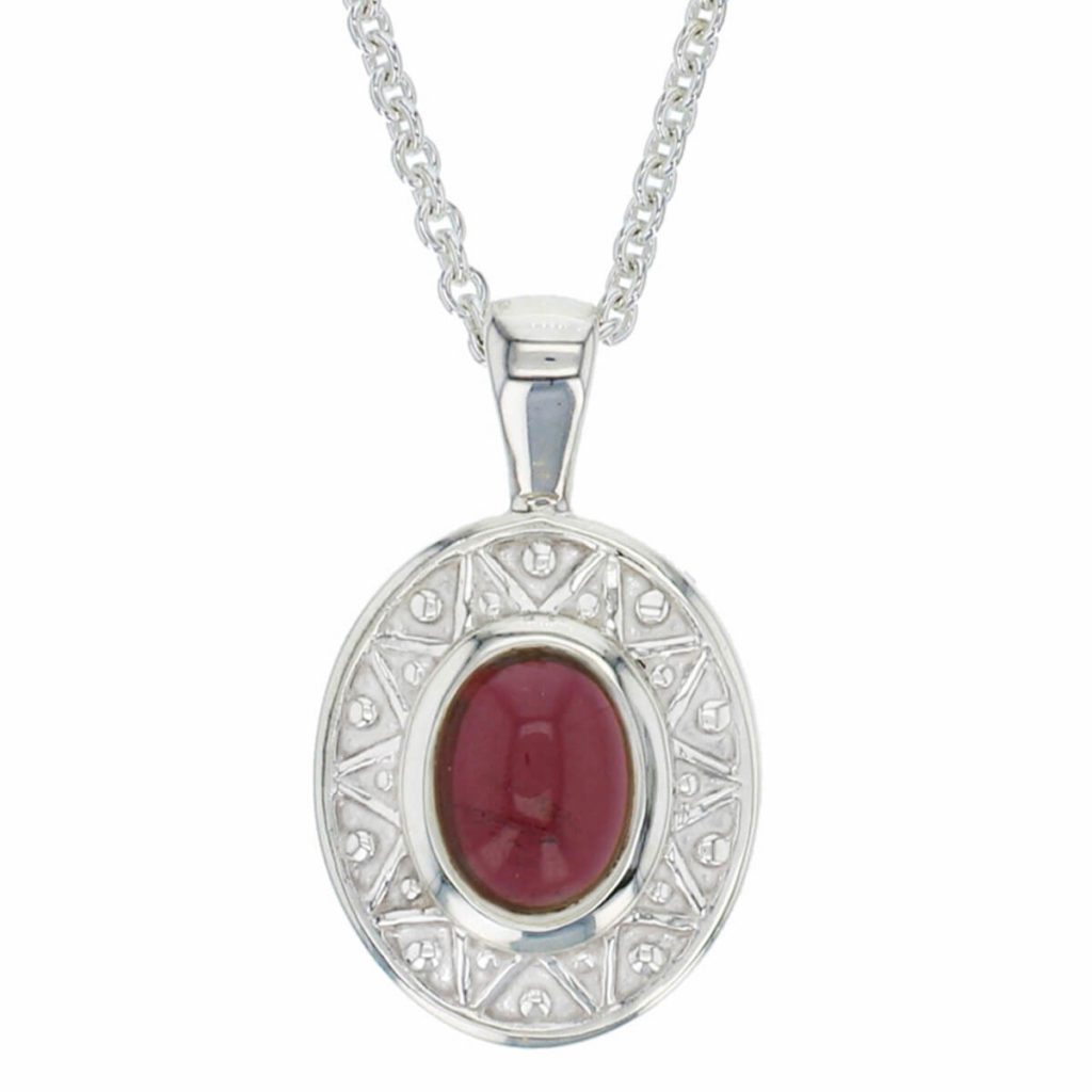 Miosach silver red garnet pendant