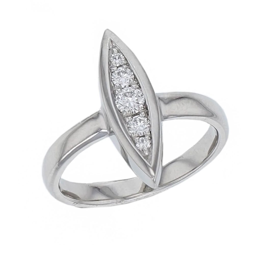 large platinum marquise shape diamond set ladies ring