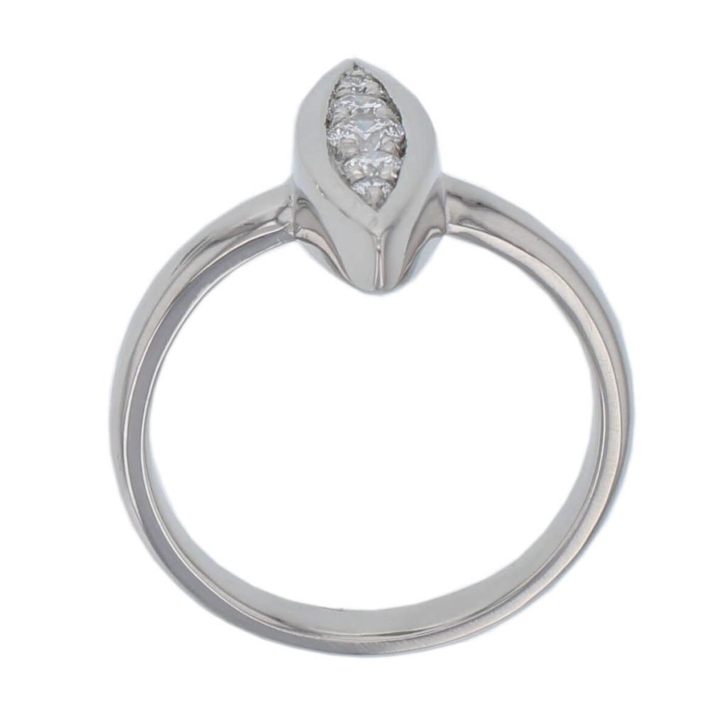 large platinum marquise shape diamond set ladies ring side view