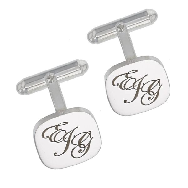 monogram silver cufflinks