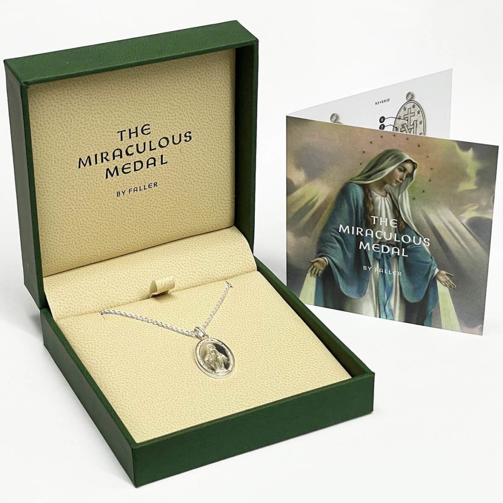 silver miraculous medal box