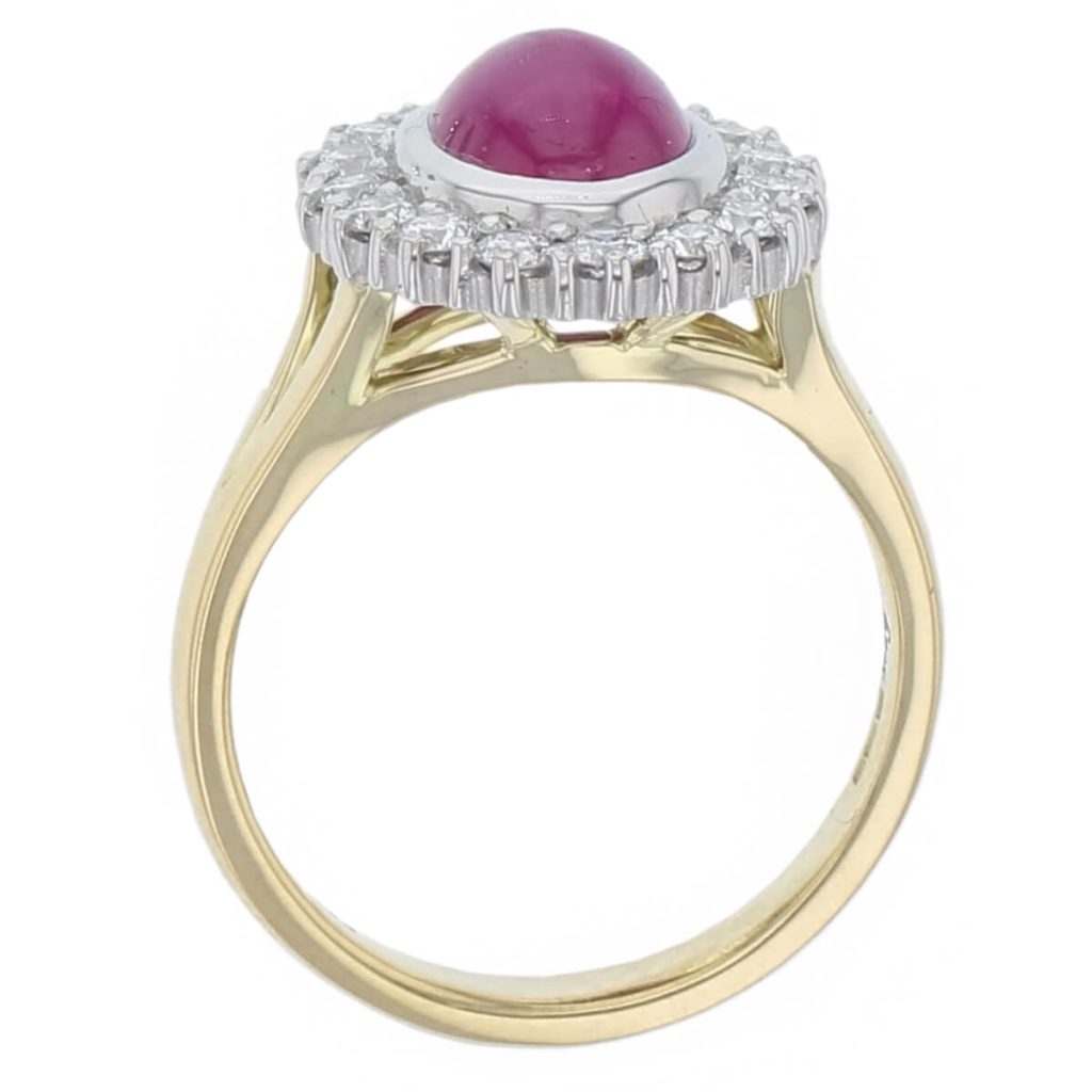 sapphire, diamond 18ct yellow gold & platinum halo/cluster ring