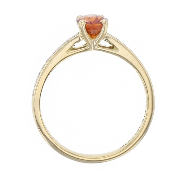 Orange Sapphire & Diamond 18ct Yellow Gold Ring
