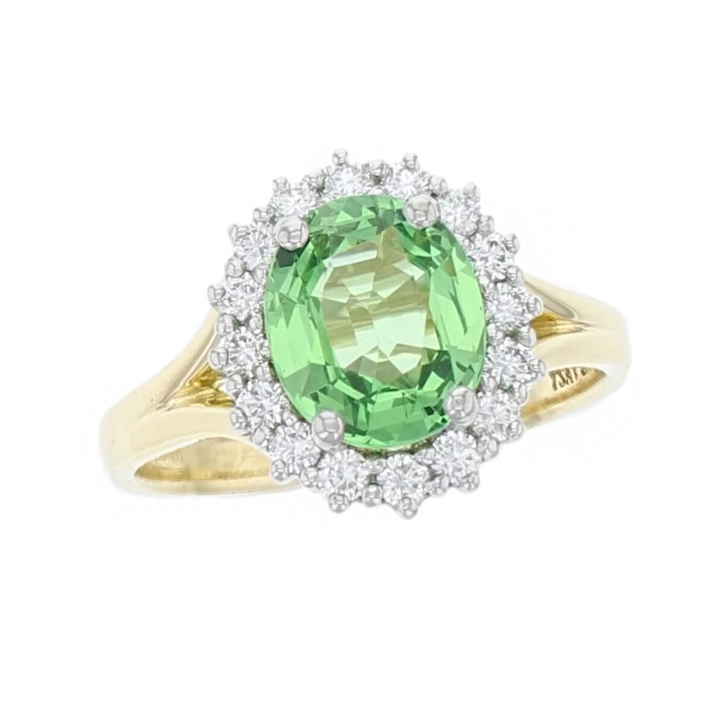 Garnet & Diamond Platinum & 18ct Yellow Gold Cluster Ring