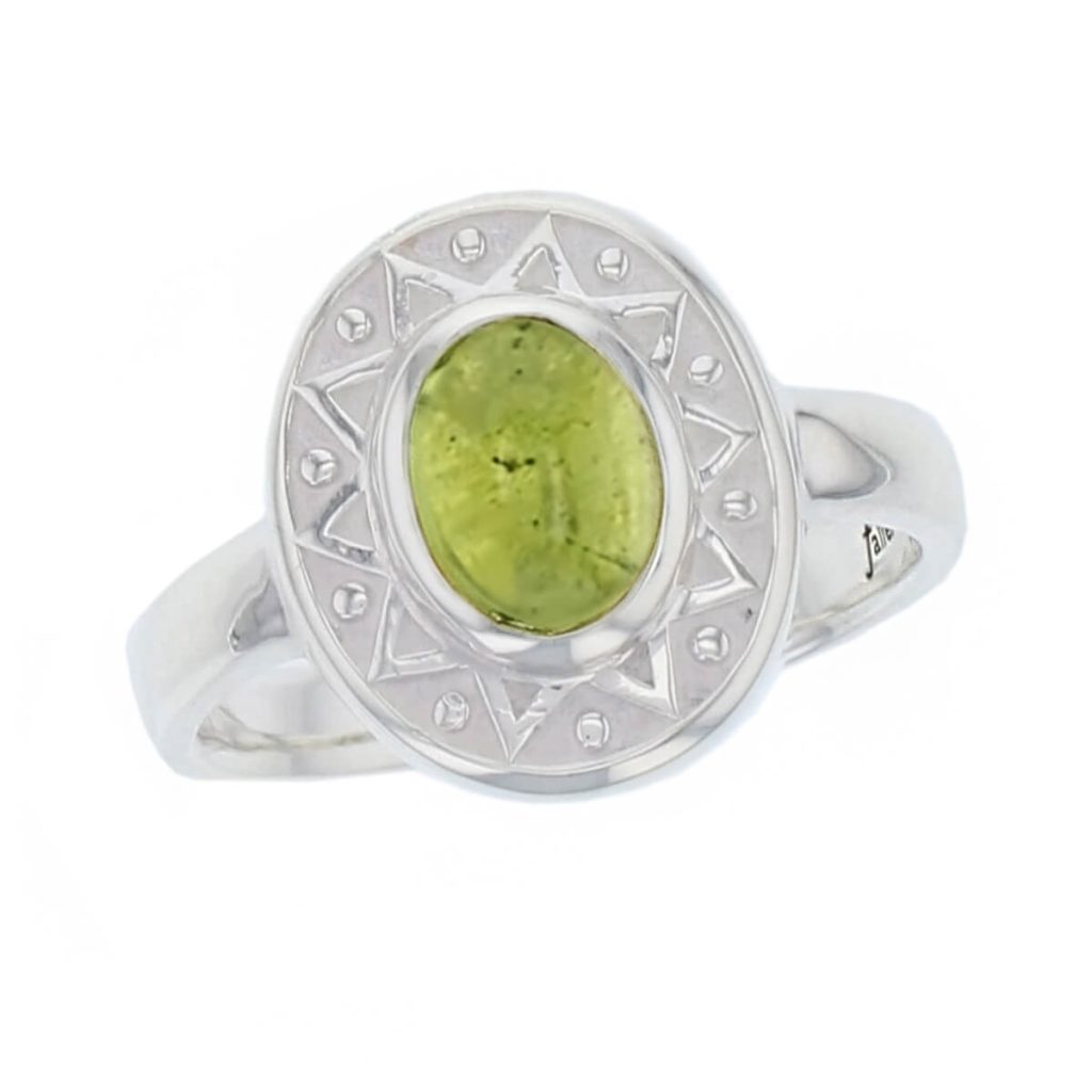 Miosach silver peridot ring