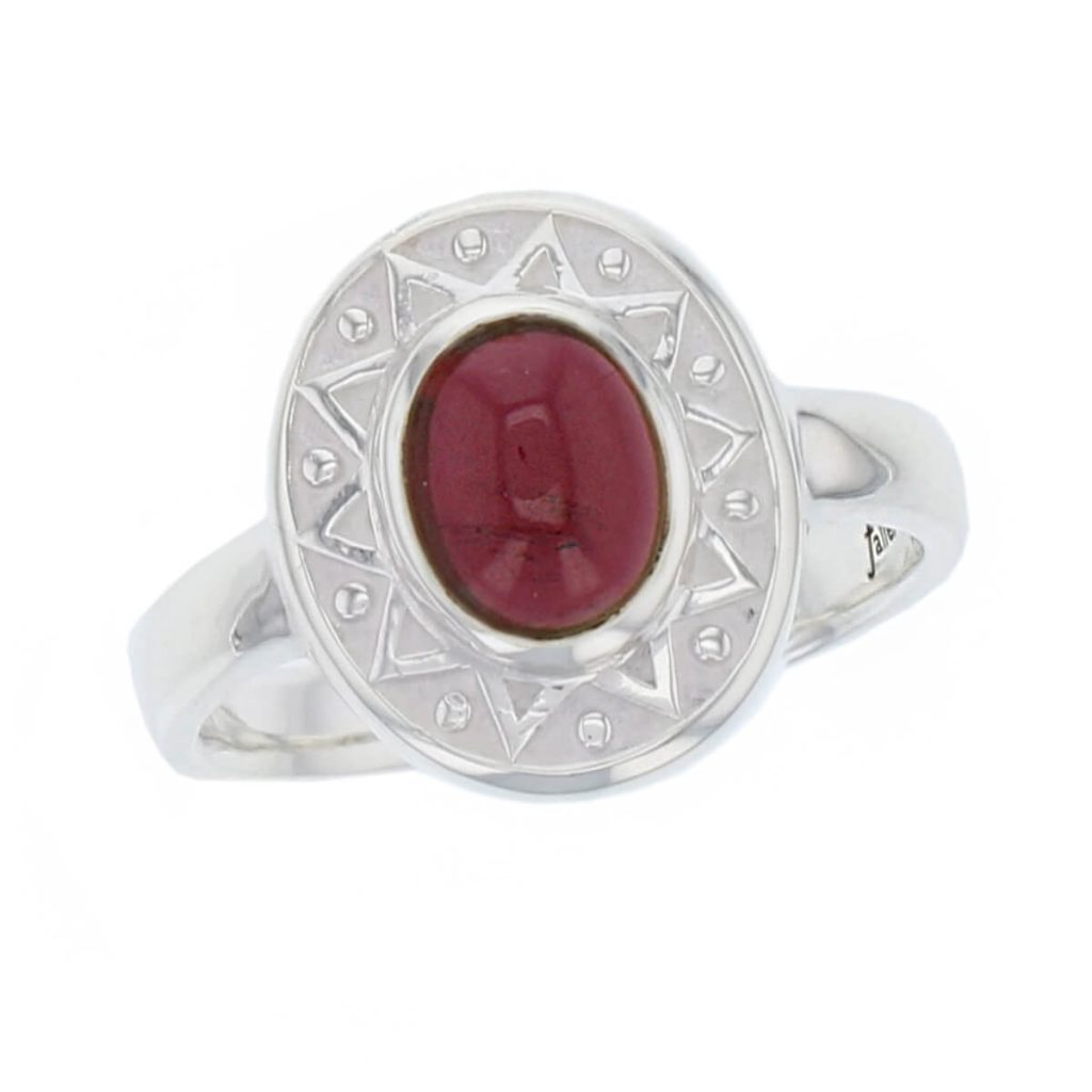 Miosach silver red garnet ring