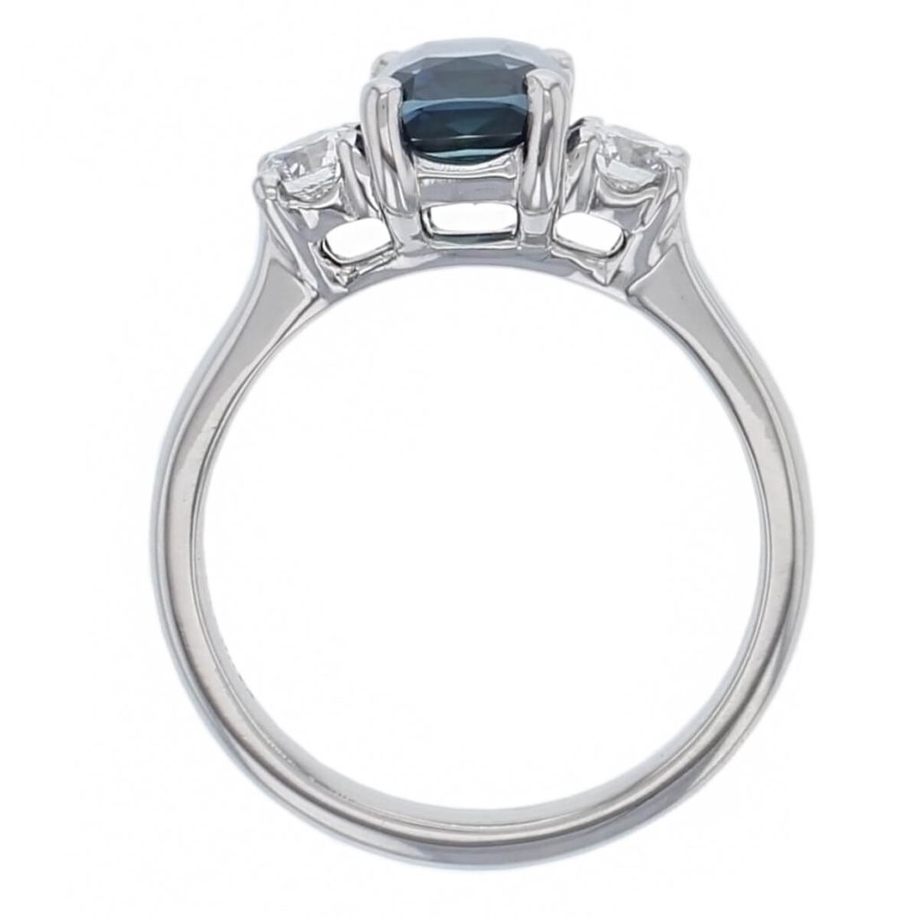 Teal Sapphire & Diamond Trilogy Ring