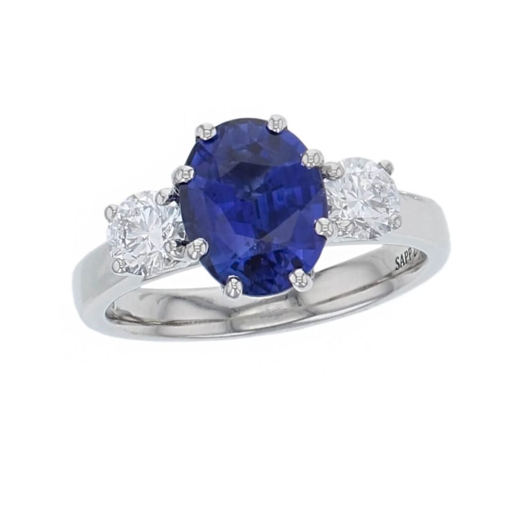 Blue Sapphire & Diamond Trilogy Ring